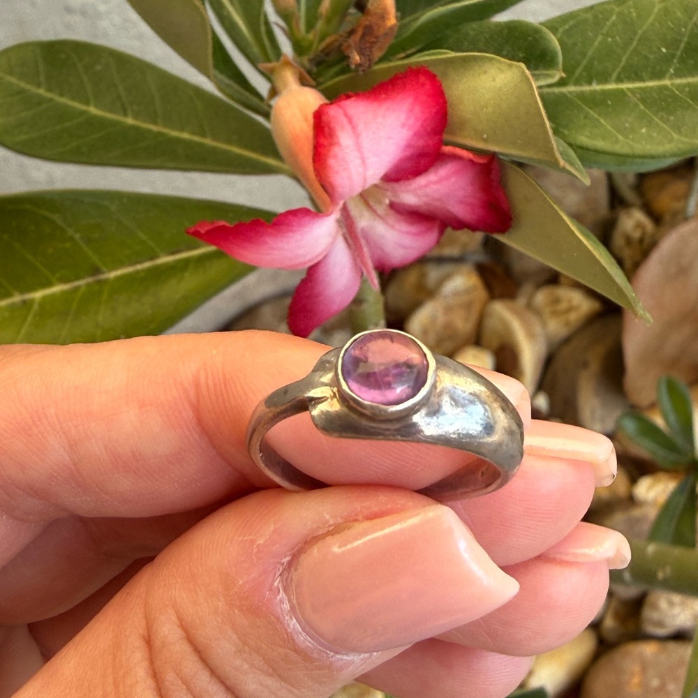 Sterling Silver Ring with Purple Gemstone